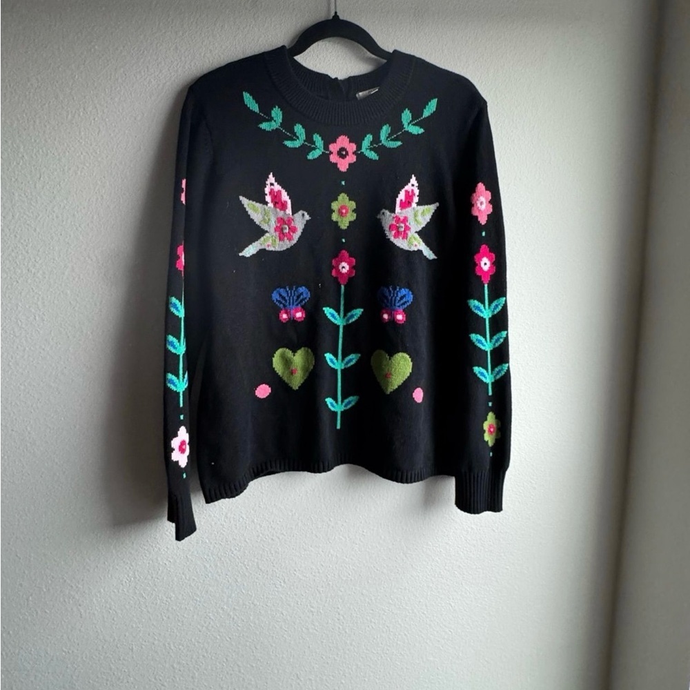 Gilt Taylor Boe Homespun Entarisa Sweater Womens L Whimsigoth Floral Embroidery - Picture 3 of 9
